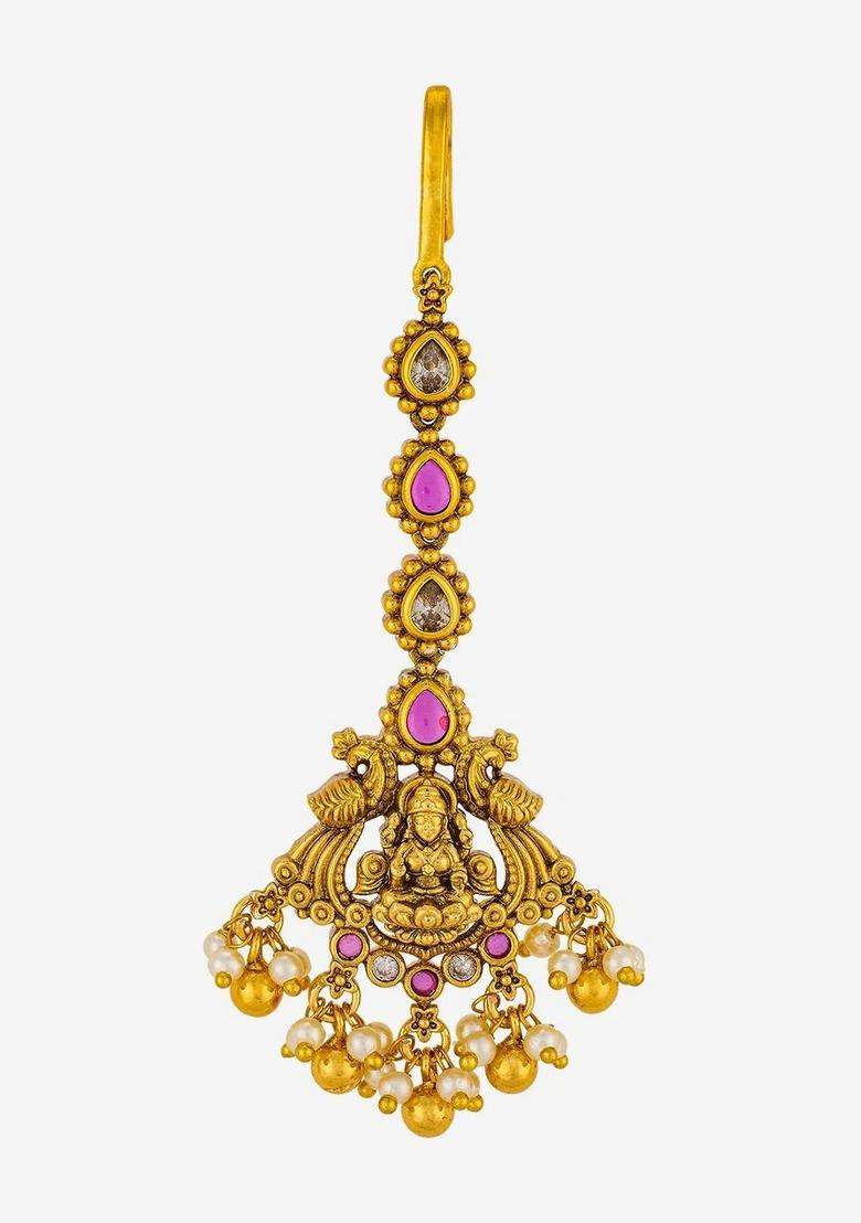 Gold-Plated Maang Tikka Head Jewellery for Women | Traditional Temple Jewellery for Wedding & Festive Wear | Gift for Her - Indya