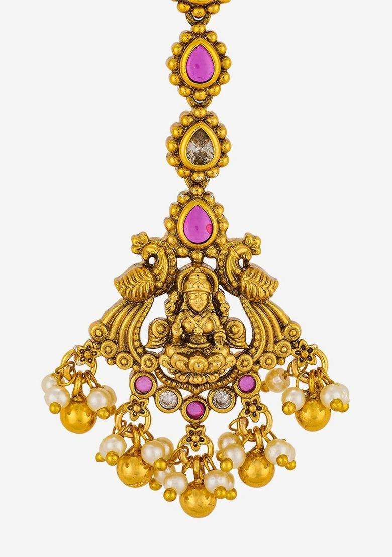 Gold-Plated Maang Tikka Head Jewellery for Women | Traditional Temple Jewellery for Wedding & Festive Wear | Gift for Her - Indya