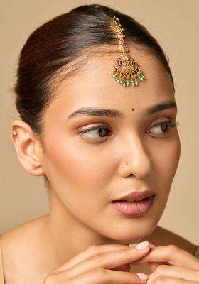 Gold-Plated Maang Tikka Head Jewellery for Women | Traditional Temple Jewellery for Wedding & Festive Wear | Gift for Her