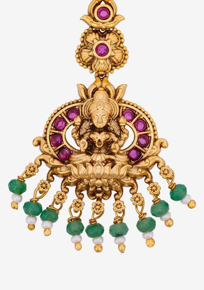 Gold-Plated Maang Tikka Head Jewellery for Women | Traditional Temple Jewellery for Wedding & Festive Wear | Gift for Her - Indya