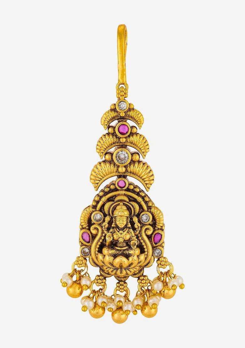 Gold-Plated Maang Tikka Head Jewellery for Women | Traditional Temple Jewellery for Wedding & Festive Wear | Gift for Her - Indya