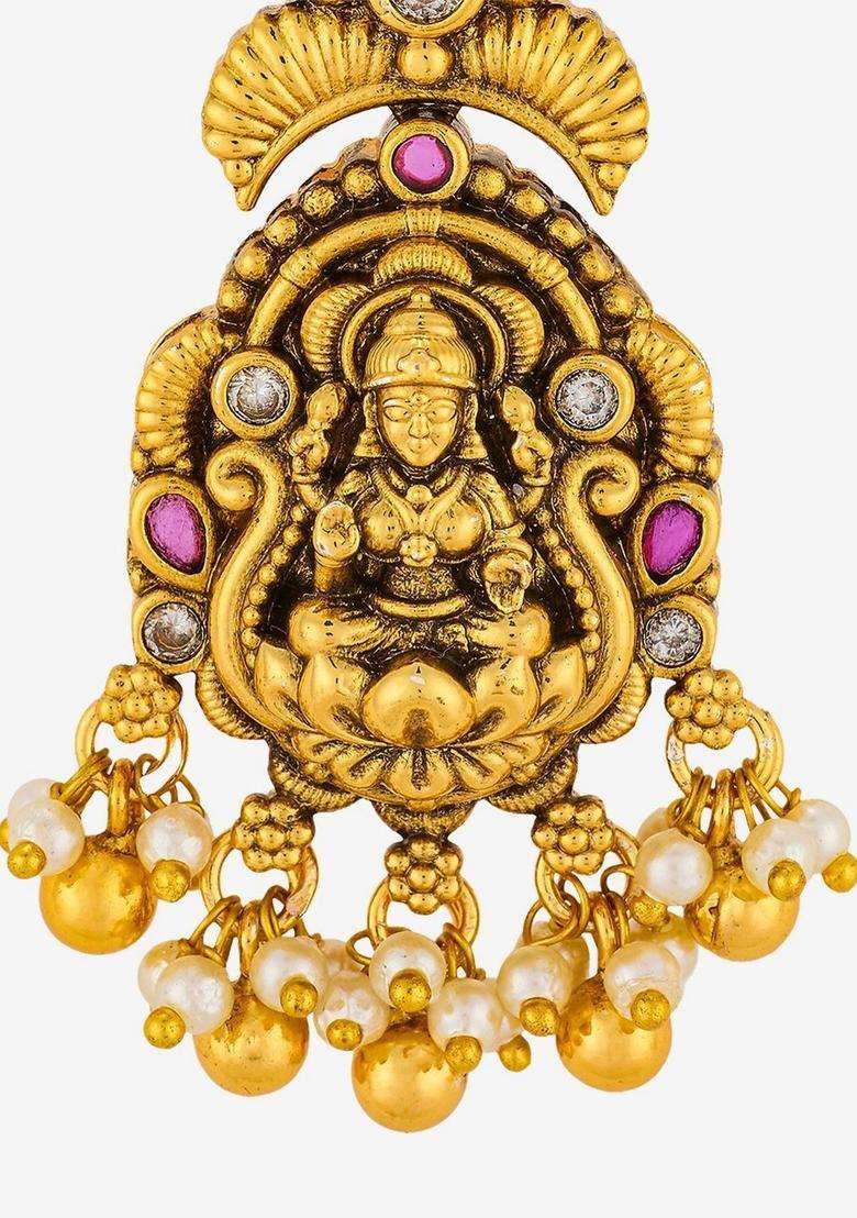 Gold-Plated Maang Tikka Head Jewellery for Women | Traditional Temple Jewellery for Wedding & Festive Wear | Gift for Her - Indya