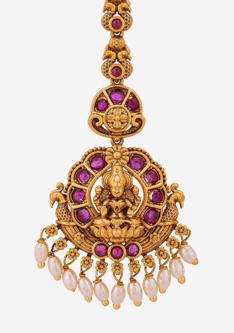 Gold-Plated Maang Tikka Head Jewellery for Women | Traditional Temple Jewellery for Wedding & Festive Wear | Gift for Her - Indya