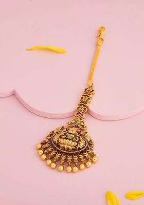 Gold-Plated Maang Tikka Head Jewellery for Women | Traditional Temple Jewellery for Wedding & Festive Wear | Gift for Her