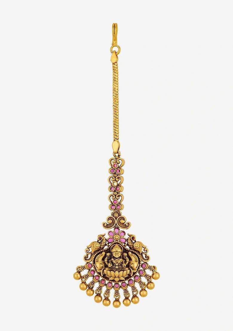 Gold-Plated Maang Tikka Head Jewellery for Women | Traditional Temple Jewellery for Wedding & Festive Wear | Gift for Her - Indya