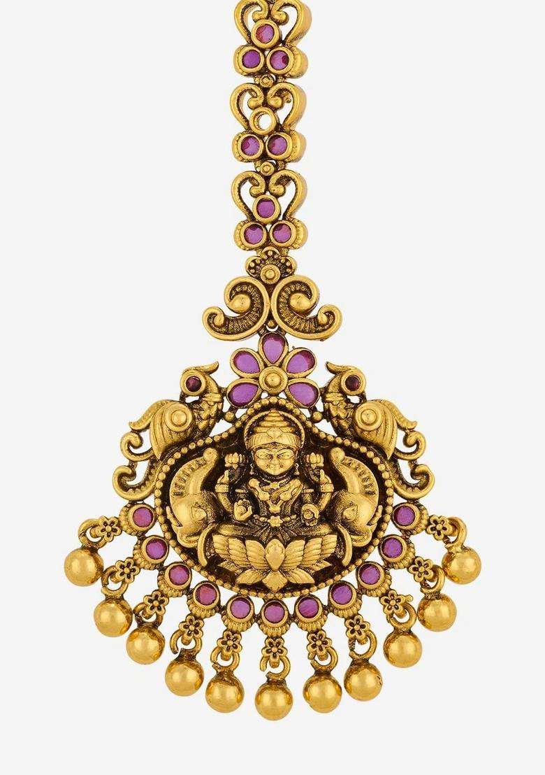Gold-Plated Maang Tikka Head Jewellery for Women | Traditional Temple Jewellery for Wedding & Festive Wear | Gift for Her - Indya
