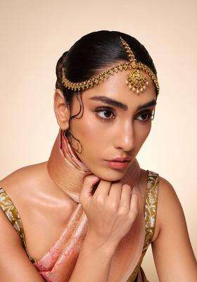 Gold-Plated Matha Patti Ruby Ethnic Tikka Head for Women | Traditional Temple Jewellery for Wedding & Festive Wear | Gift for Her