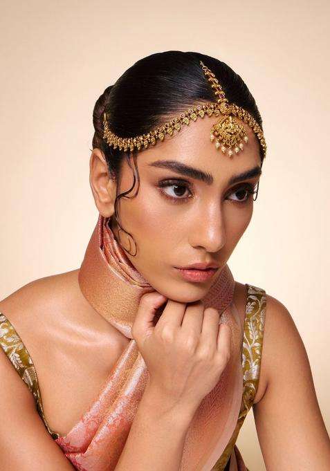 Gold-Plated Matha Patti Ruby Ethnic Tikka Head for Women | Traditional Temple Jewellery for Wedding & Festive Wear | Gift for Her