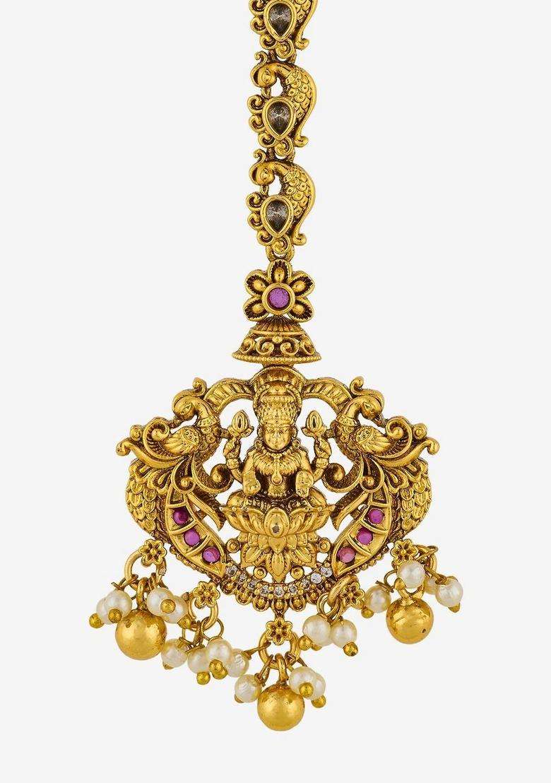 Gold-Plated Maang Tikka Head Jewellery for Women | Traditional Temple Jewellery for Wedding & Festive Wear | Gift for Her - Indya