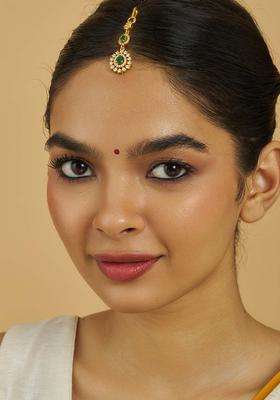 Embellished Bridal 92.5 Gold-Plated Maang Tikka for Women | Traditional Temple Jewellery for Wedding & Festive Wear | Gift for Her