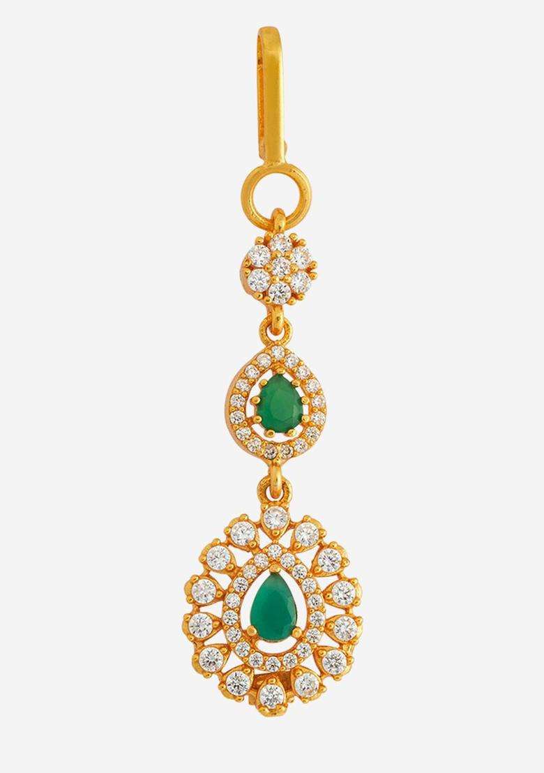 Embellished Bridal 92.5 Gold-Plated Maang Tikka for Women | Traditional Temple Jewellery for Wedding & Festive Wear | Gift for Her - Indya