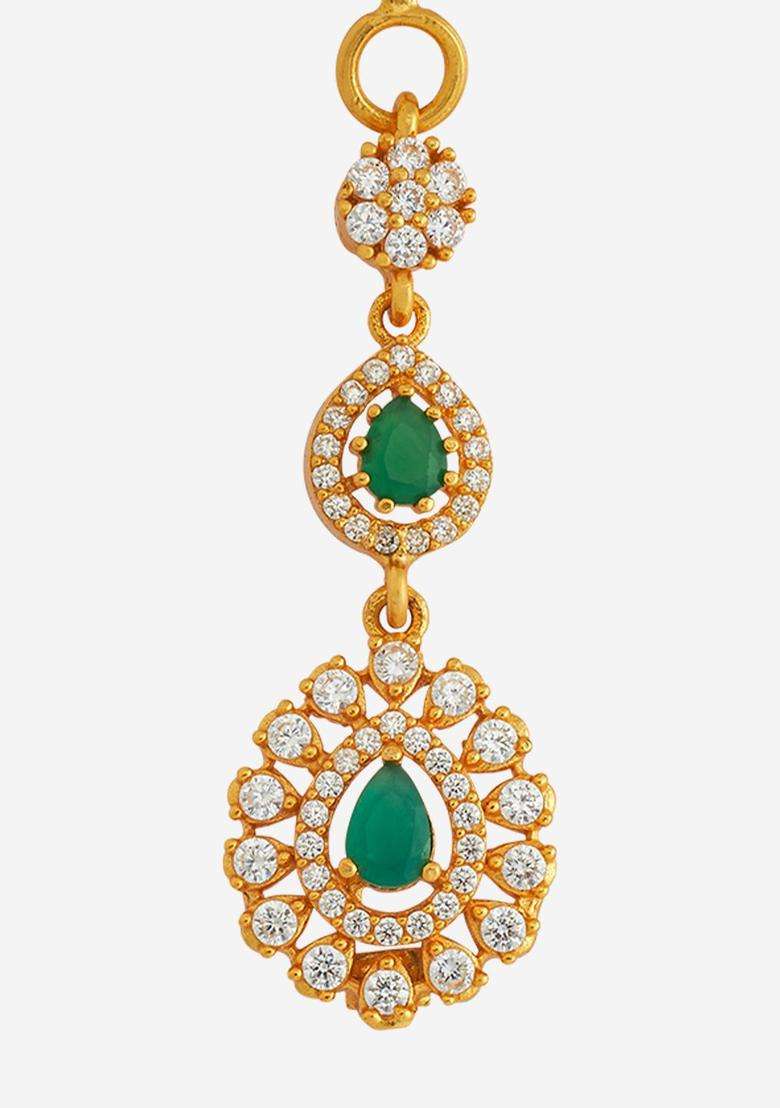 Embellished Bridal 92.5 Gold-Plated Maang Tikka for Women | Traditional Temple Jewellery for Wedding & Festive Wear | Gift for Her - Indya