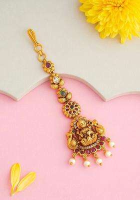 Gold-Plated Maang Tikka Head Jewellery for Women | Traditional Temple Jewellery for Wedding & Festive Wear | Gift for Her