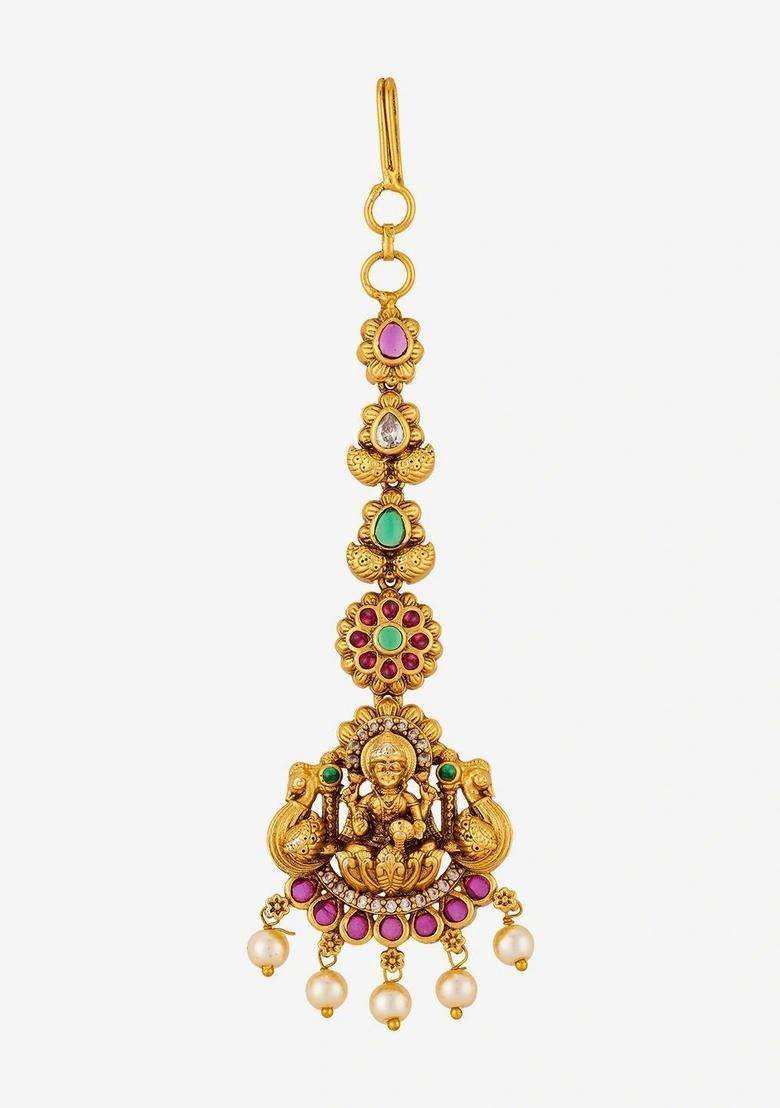 Gold-Plated Maang Tikka Head Jewellery for Women | Traditional Temple Jewellery for Wedding & Festive Wear | Gift for Her - Indya