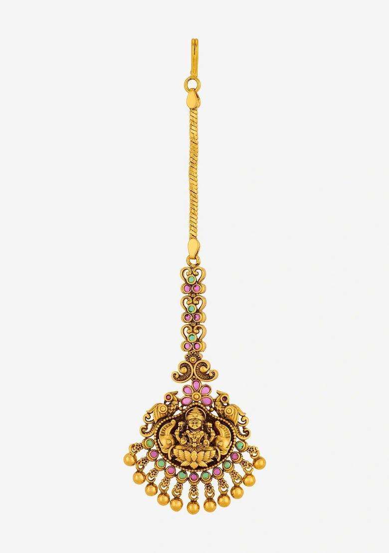 Gold-Plated Maang Tikka Head Jewellery for Women | Traditional Temple Jewellery for Wedding & Festive Wear | Gift for Her - Indya