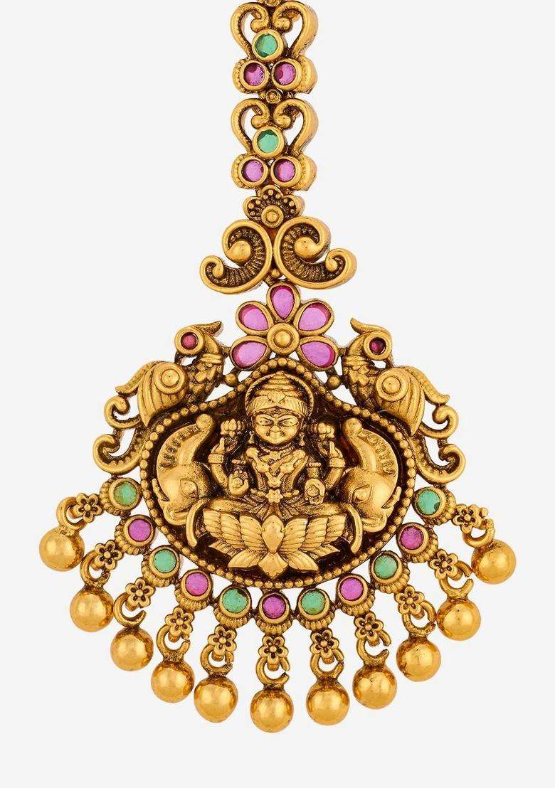 Gold-Plated Maang Tikka Head Jewellery for Women | Traditional Temple Jewellery for Wedding & Festive Wear | Gift for Her - Indya