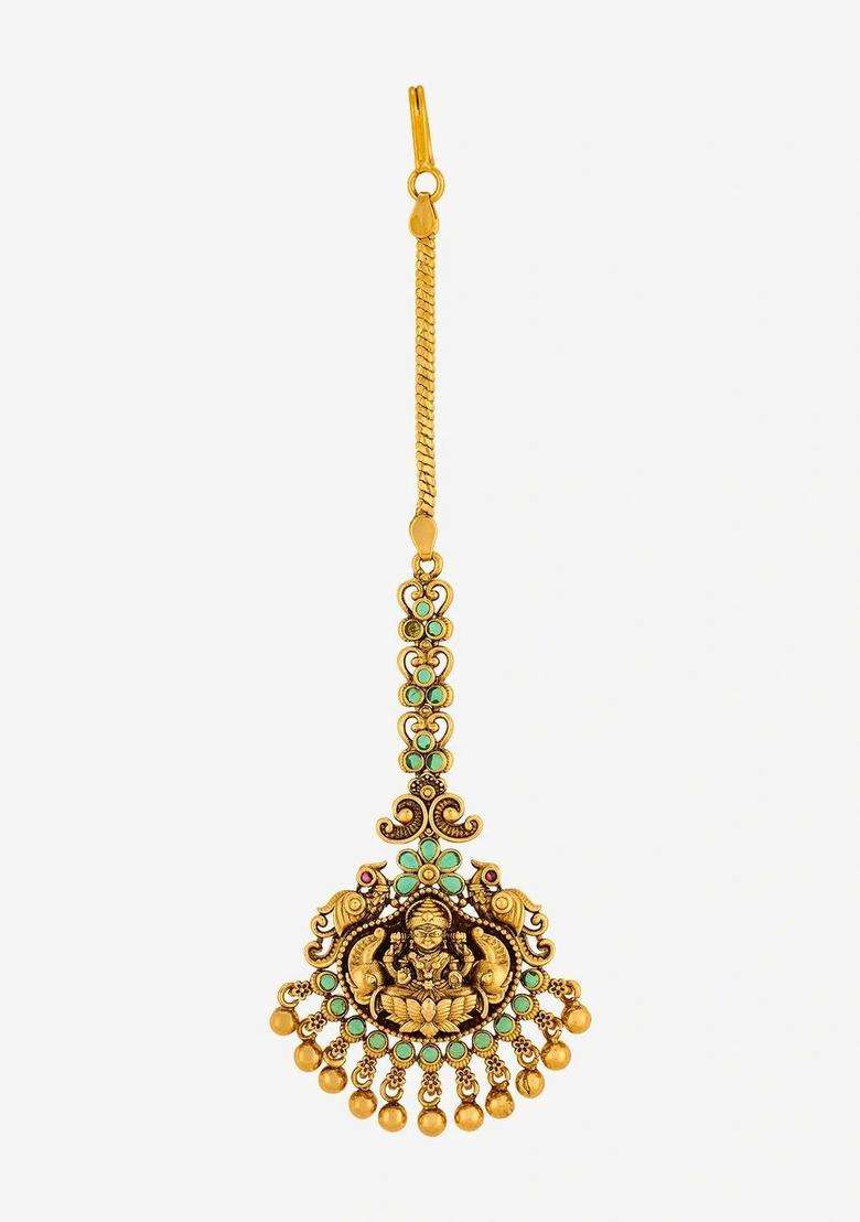 Gold-Plated Maang Tikka Head Jewellery for Women | Traditional Temple Jewellery for Wedding & Festive Wear | Gift for Her - Indya