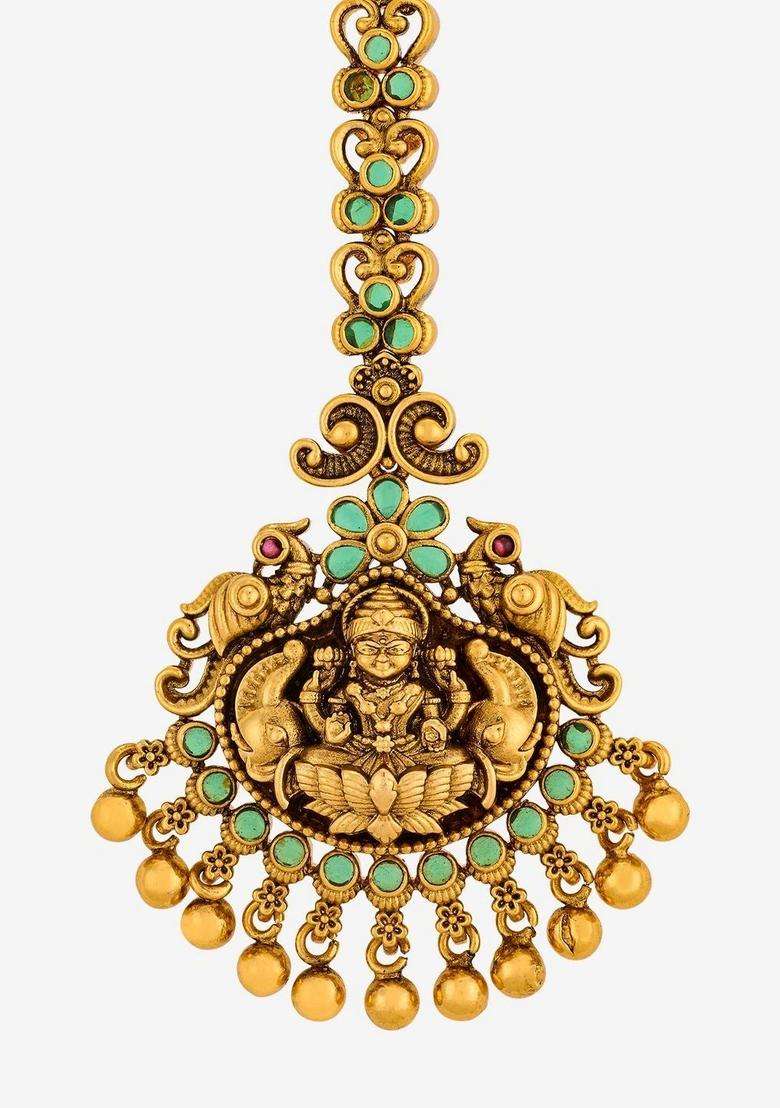 Gold-Plated Maang Tikka Head Jewellery for Women | Traditional Temple Jewellery for Wedding & Festive Wear | Gift for Her - Indya
