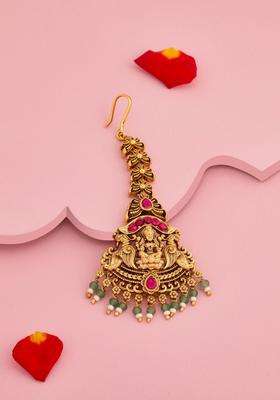 Gold-Plated Maang Tikka Head Jewellery for Women | Traditional Temple Jewellery for Wedding & Festive Wear | Gift for Her