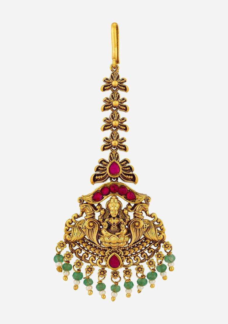 Gold-Plated Maang Tikka Head Jewellery for Women | Traditional Temple Jewellery for Wedding & Festive Wear | Gift for Her - Indya