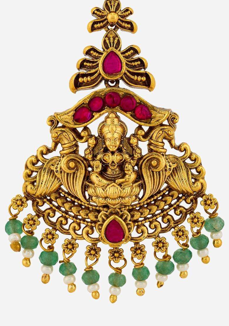 Gold-Plated Maang Tikka Head Jewellery for Women | Traditional Temple Jewellery for Wedding & Festive Wear | Gift for Her - Indya