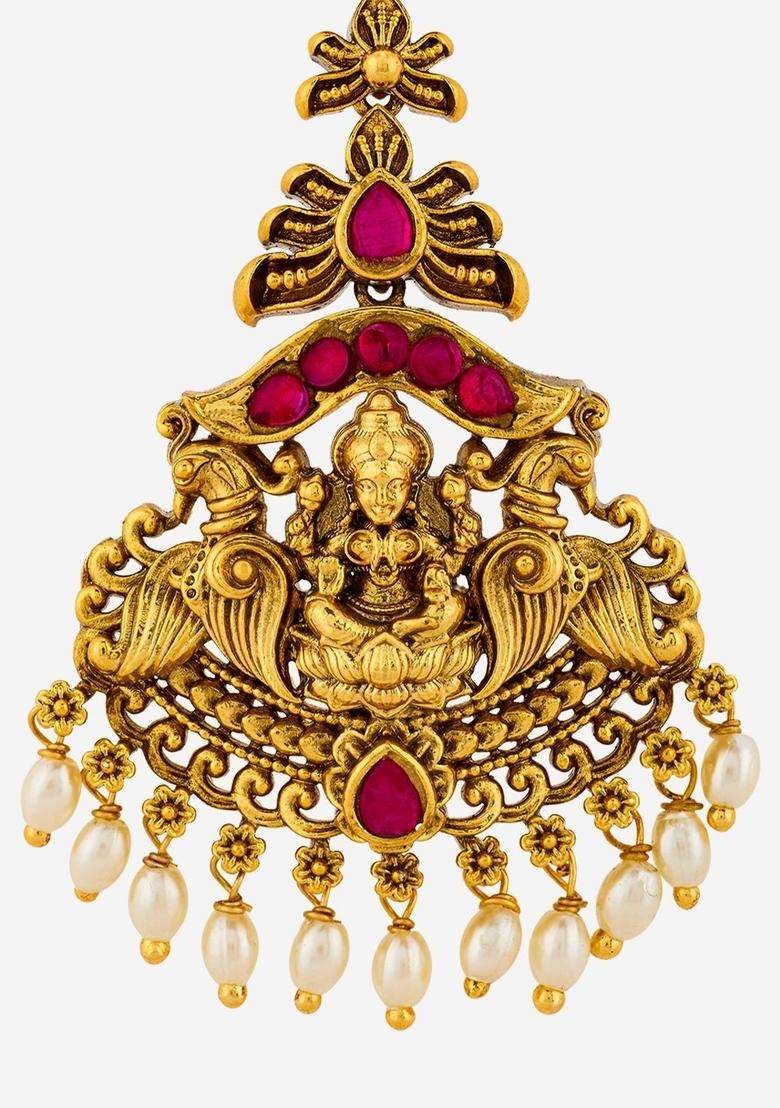Gold-Plated Maang Tikka Head Jewellery for Women | Traditional Temple Jewellery for Wedding & Festive Wear | Gift for Her - Indya