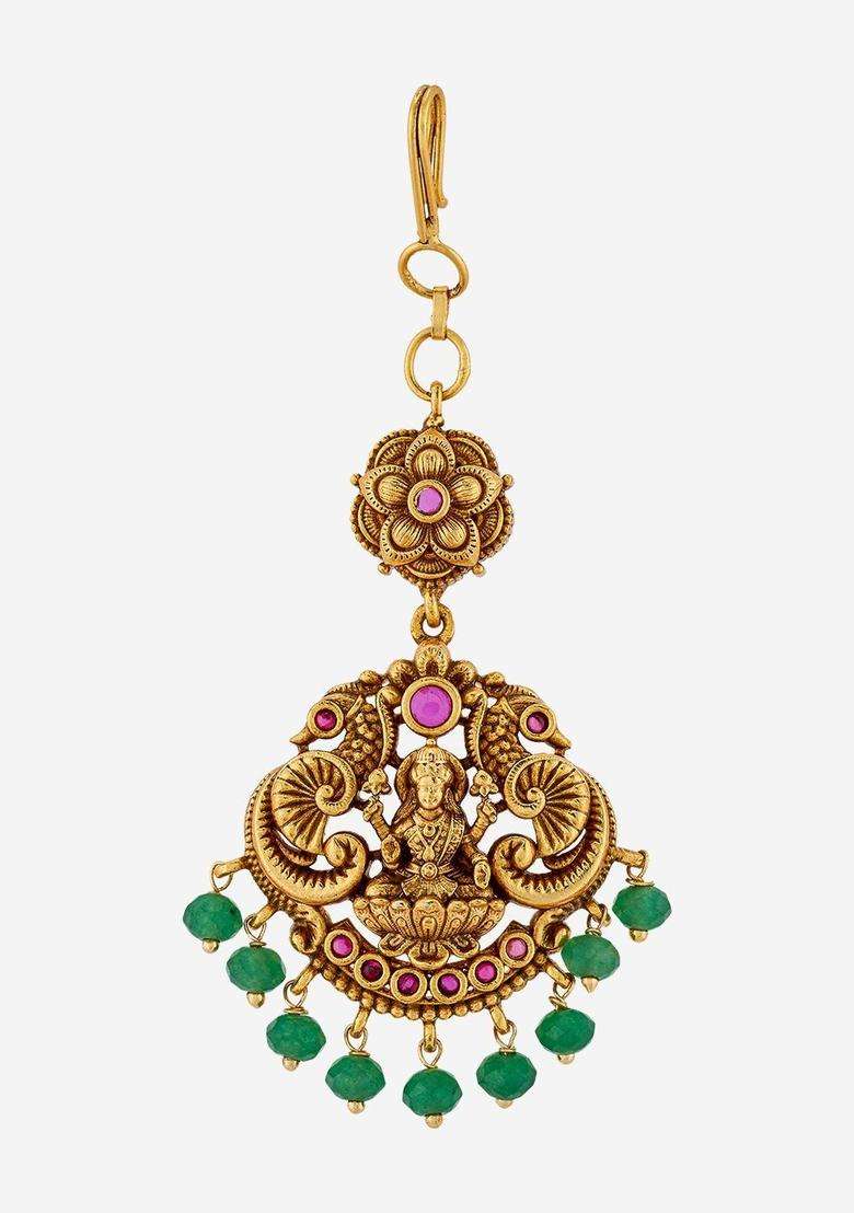 Gold-Plated Maang Tikka Head Jewellery for Women | Traditional Temple Jewellery for Wedding & Festive Wear | Gift for Her - Indya