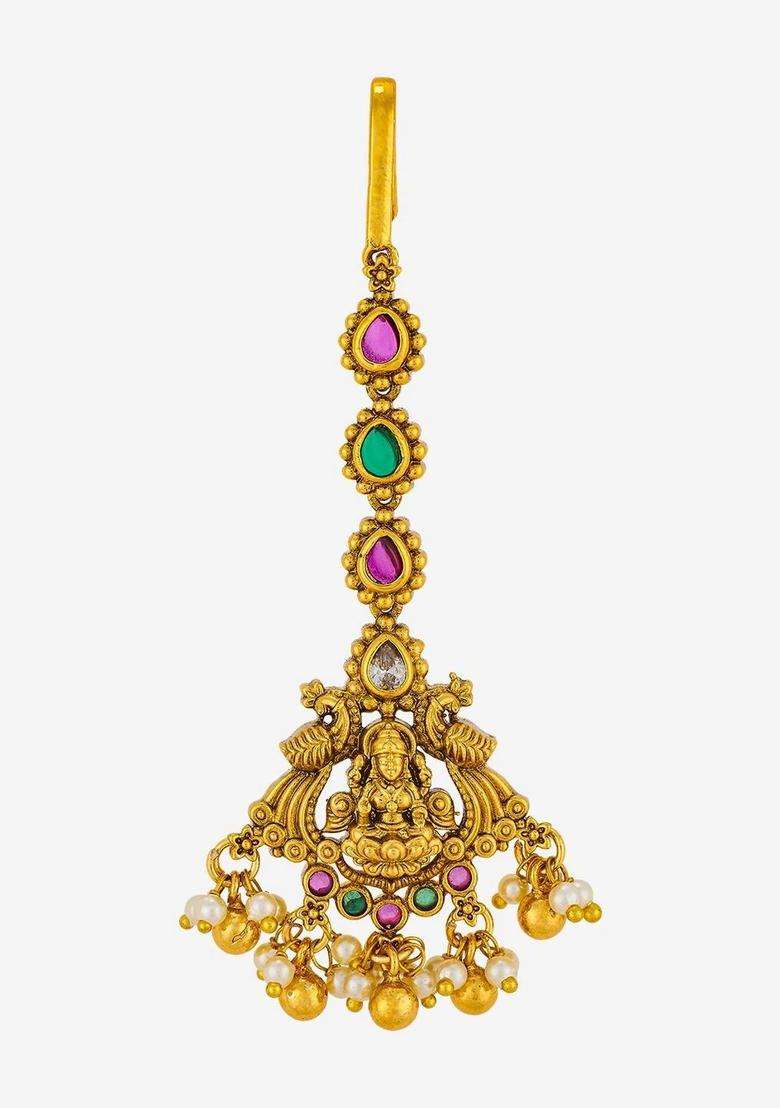Gold-Plated Maang Tikka Head Jewellery for Women | Traditional Temple Jewellery for Wedding & Festive Wear | Gift for Her - Indya