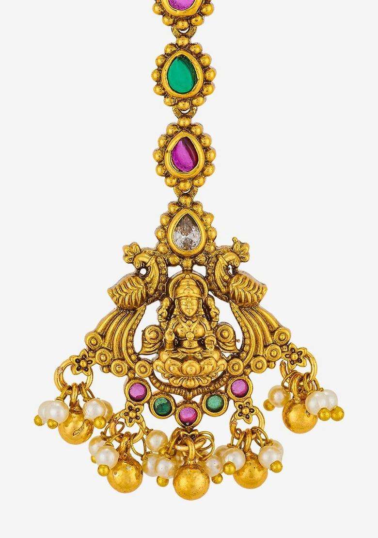 Gold-Plated Maang Tikka Head Jewellery for Women | Traditional Temple Jewellery for Wedding & Festive Wear | Gift for Her - Indya