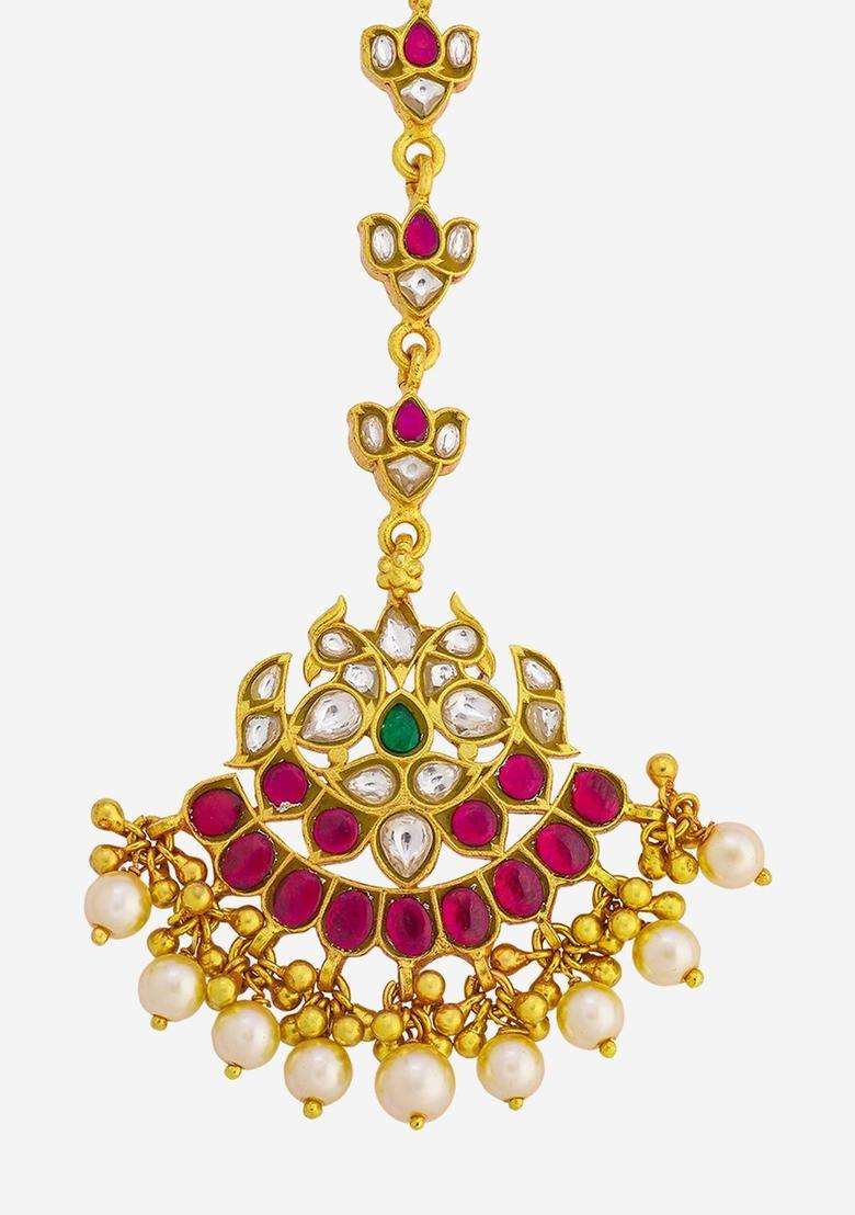 Gold-Plated Maang Tikka Head Jewellery for Women | Traditional Temple Jewellery for Wedding & Festive Wear | Gift for Her - Indya