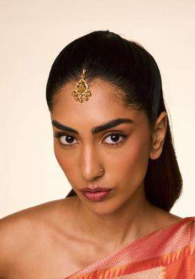 Gold-Plated Artificial Stones Studded Maang Tikka for Women | Traditional Temple Jewellery for Wedding & Festive Wear | Gift for Her