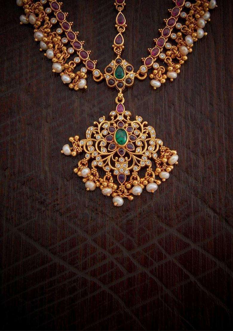 Gold-Plated Artificial Stones and Beads Studded Maang Head for Women | Traditional Temple Jewellery for Wedding & Festive Wear | Gift for Her - Indya