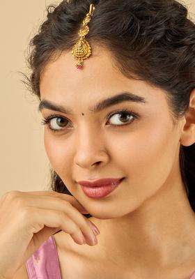 92.5 Pure Silver Gold-Plated Studded & Beaded Maang Tikka for Women | Traditional Temple Jewellery for Wedding & Festive Wear | Gift for Her