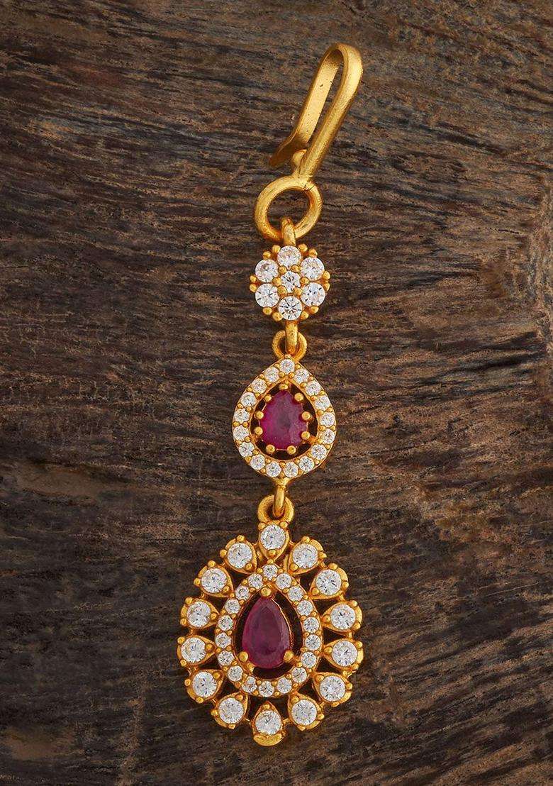 Embellished Bridal 92.5 Gold-Plated Maang Tikka for Women | Traditional Temple Jewellery for Wedding & Festive Wear | Gift for Her - Indya