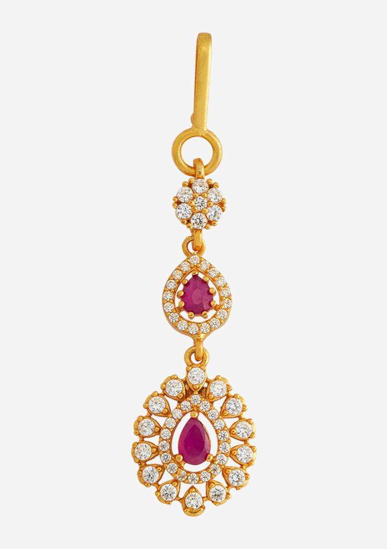 Embellished Bridal 92.5 Gold-Plated Maang Tikka for Women | Traditional Temple Jewellery for Wedding & Festive Wear | Gift for Her - Indya