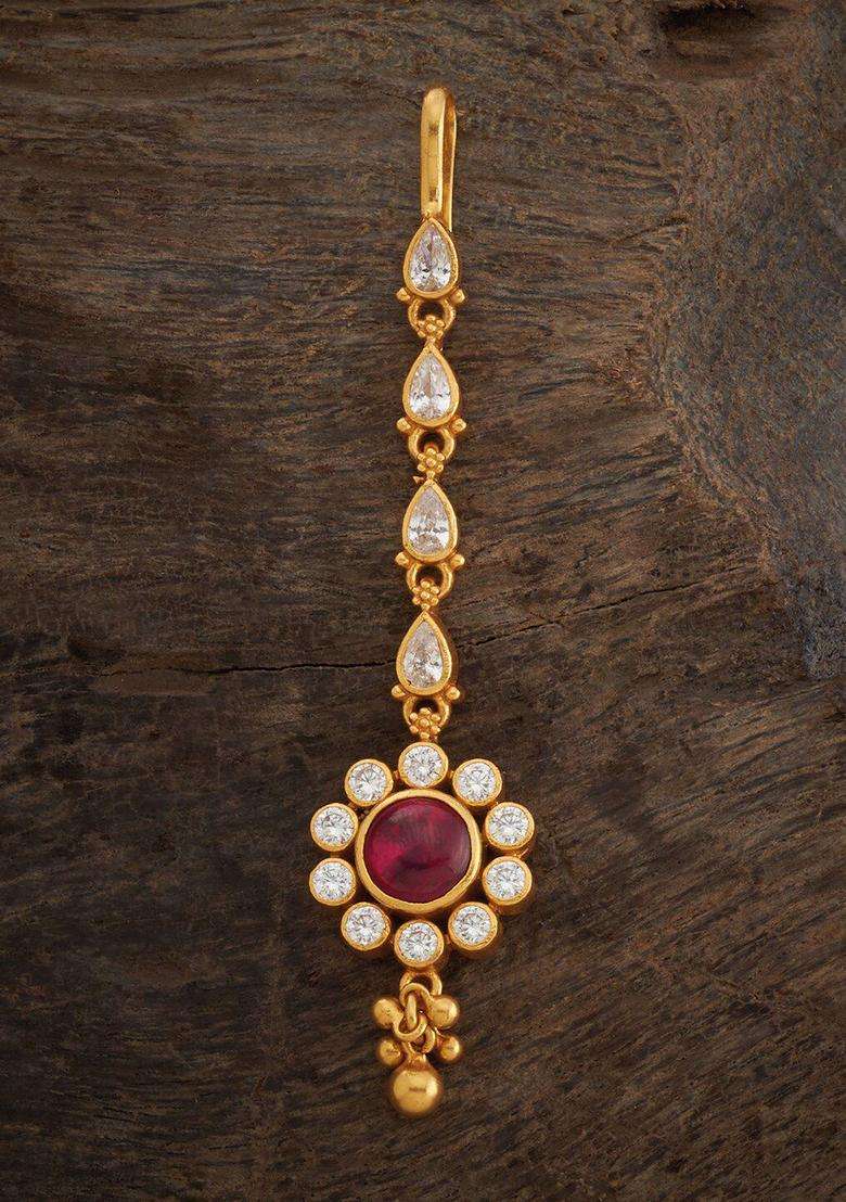 Embellished Bridal 92.5 Silver Gold-Plated Temple Maang Tikka for Women | Traditional Temple Jewellery for Wedding & Festive Wear | Gift for Her - Indya