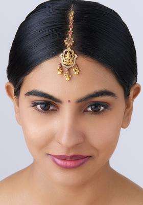 Embellished Bridal 92.5 Pure Silver Gold-Plated Maangtikka for Women | Traditional Temple Jewellery for Wedding & Festive Wear | Gift for Her
