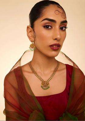Gold-Plated Temple Stone Studded & Beaded Necklace and Earrings for Women | Traditional Temple Jewellery for Wedding & Festive Wear | Gift for Her