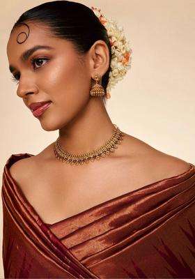 Gold-Plated Artificial Stones Studded Jewellery Set for Women | Traditional Temple Jewellery for Wedding & Festive Wear | Gift for Her