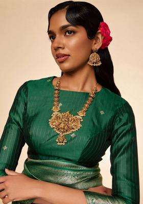 Gold-Plated Artificial Stones Studded & Beaded Ruby Set for Women | Traditional Temple Jewellery for Wedding & Festive Wear | Gift for Her