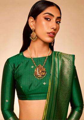 Gold-Plated Temple Stone-Studded Necklace and Earrings for Women | Traditional Temple Jewellery for Wedding & Festive Wear | Gift for Her