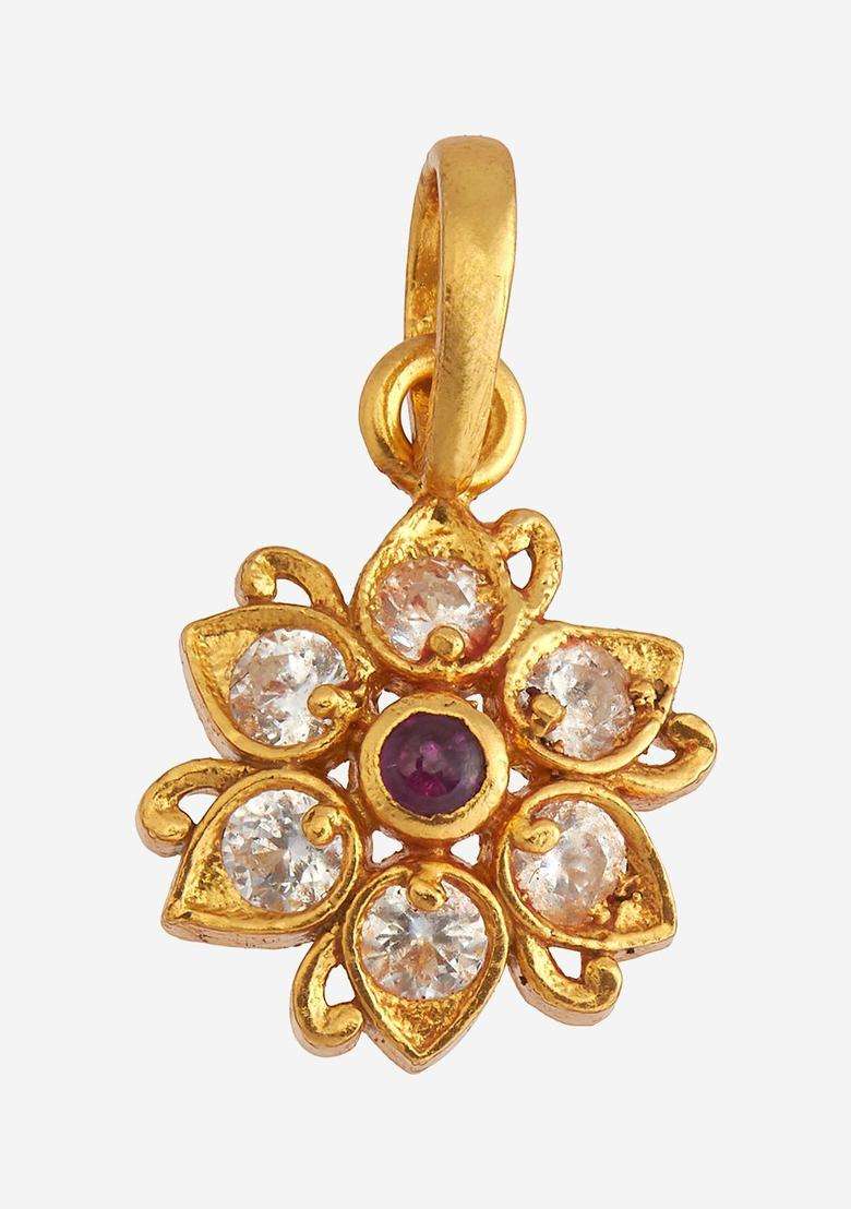 Gold-Plated Embellished Bridal 92.5 Green Zircon Party Pendant Set with CZ Stone for Women | Traditional Temple Jewellery for Wedding & Festive Wear | Gift for Her - Indya