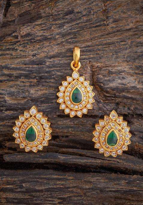 Embellished Bridal 92.5 Gold-Plated CZ Jewellery Set for Women | Traditional Temple Jewellery for Wedding & Festive Wear | Gift for Her