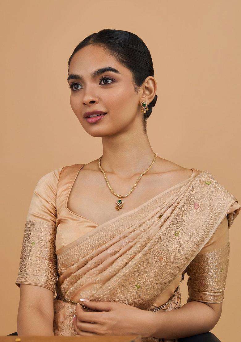 Gold-Plated Embellished Bridal 92.5 Silver Temple Jewellery Set for Women | Traditional Temple Jewellery for Wedding & Festive Wear | Gift for Her - Indya