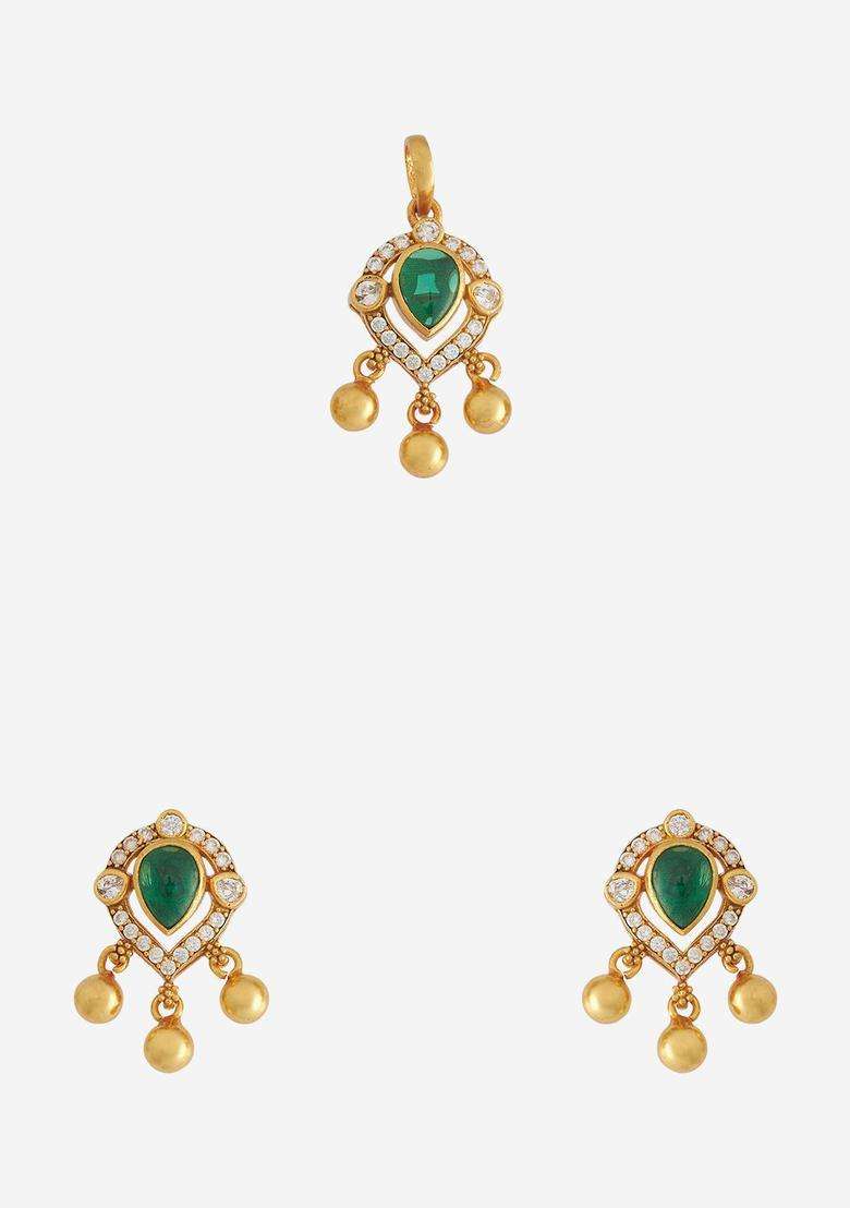 Gold-Plated Embellished Bridal 92.5 Silver Temple Jewellery Set for Women | Traditional Temple Jewellery for Wedding & Festive Wear | Gift for Her - Indya