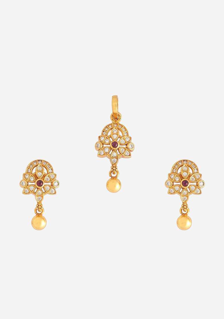 Embellished Bridal 92.5 Silver Gold-Plated Jewellery Set for Women | Traditional Temple Jewellery for Wedding & Festive Wear | Gift for Her - Indya