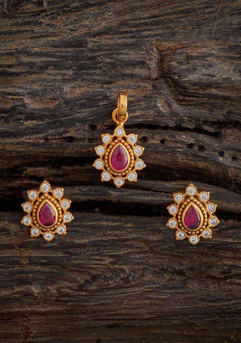 Gold-Plated Embellished Bridal 92.5 Silver Zircon Jewellery Set for Women | Traditional Temple Jewellery for Wedding & Festive Wear | Gift for Her - Indya