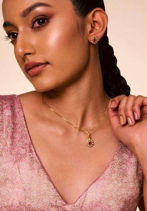 Gold-Plated Embellished Bridal 92.5 Silver Zircon Jewellery Set for Women | Traditional Temple Jewellery for Wedding & Festive Wear | Gift for Her
