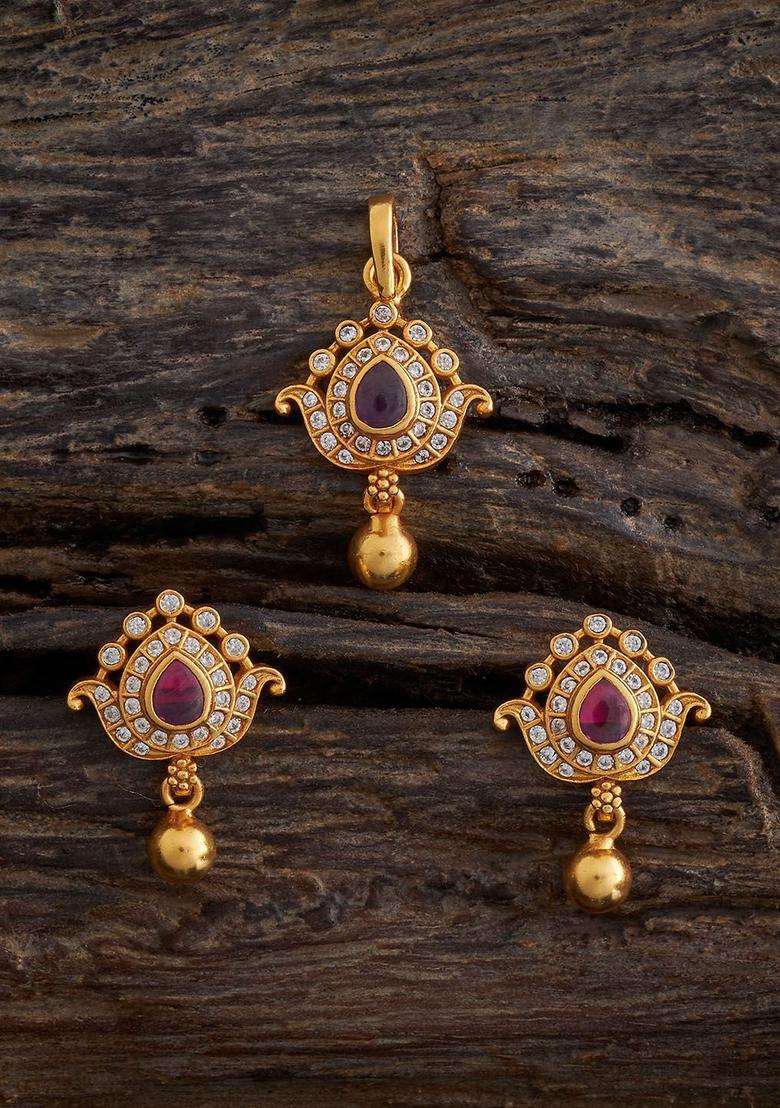 Gold-Plated Embellished Bridal 92.5 Silver Zircon Jewellery Set with CZ Stone for Women | Traditional Temple Jewellery for Wedding & Festive Wear | Gift for Her - Indya