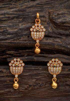 Gold-Plated Embellished Bridal 92.5 Silver Stones- Jewellery Set for Women | Traditional Temple Jewellery for Wedding & Festive Wear | Gift for Her